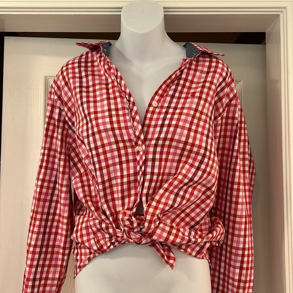 IZOD Red Pink Gingham button down shirt size XXL picnic vacation preppy - Picture 12 of 12
